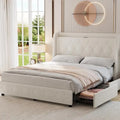 Bed Frame with Headboard and 4 Storage Drawers