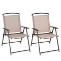 2 chaises de salle à manger pliantes de patio en textilène avec accoudoirs et cadre en acier