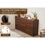 Commode à 12 tiroirs pour chambre à coucher, commode en bois de 155 cm avec prise de courant