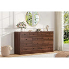 Commode à 12 tiroirs pour chambre à coucher, commode en bois de 155 cm avec prise de courant
