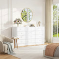 Commode à 12 tiroirs pour chambre à coucher, commode en bois de 155 cm avec prise de courant