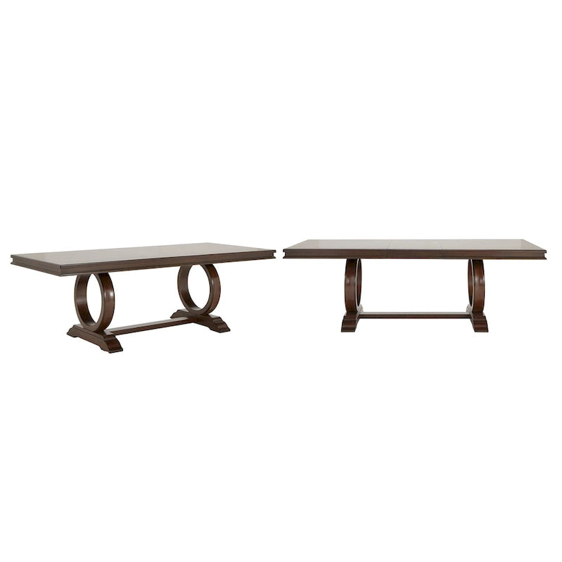Table à manger extensible en bois avec piètement tréteau Tallinn - Brun cerise