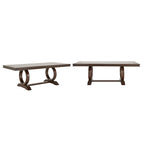 Table à manger extensible en bois avec piètement tréteau Tallinn - Brun cerise
