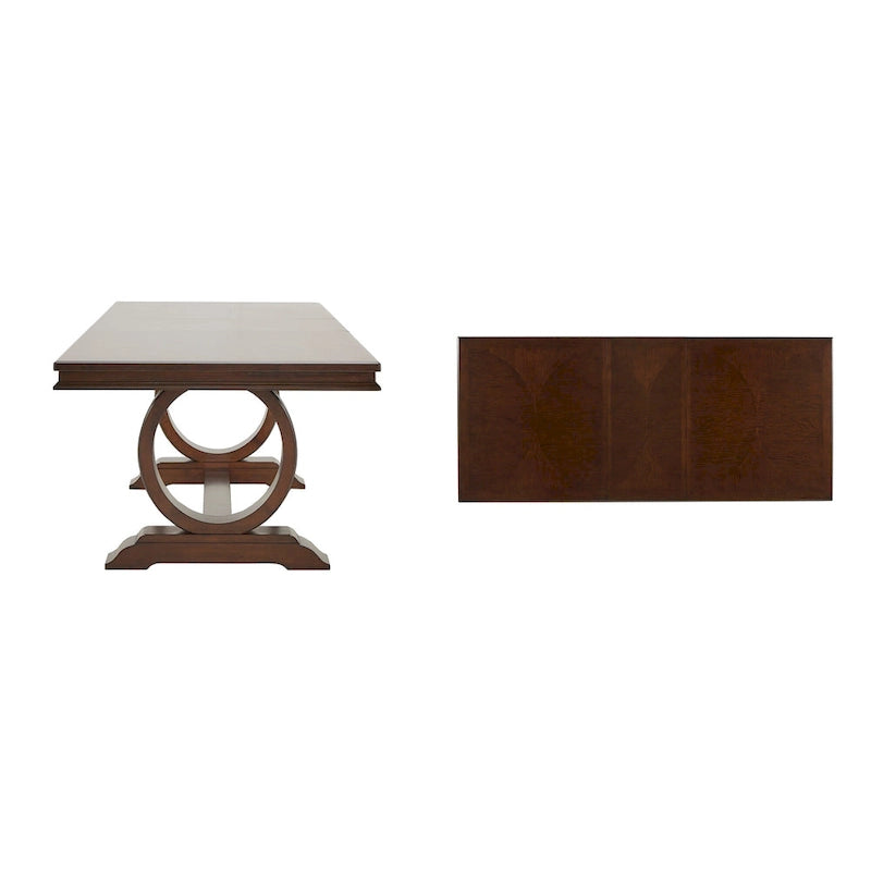 Table à manger extensible en bois avec piètement tréteau Tallinn - Brun cerise