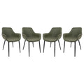 Chaise de salle à manger en cuir avec pieds en fer, lot de 4 fauteuils modernes