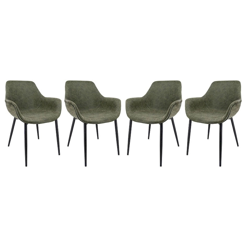 Chaise de salle à manger en cuir avec pieds en fer, lot de 4 fauteuils modernes
