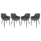 Chaise de salle à manger en cuir avec pieds en fer, lot de 4 fauteuils modernes
