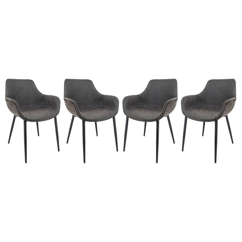 Chaise de salle à manger en cuir avec pieds en fer, lot de 4 fauteuils modernes