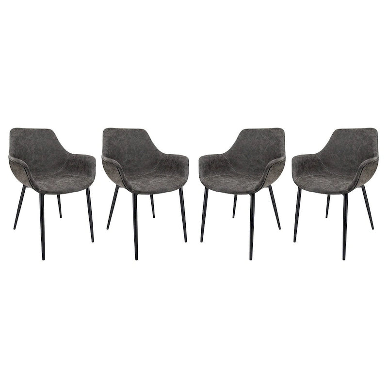 Chaise de salle à manger en cuir avec pieds en fer, lot de 4 fauteuils modernes
