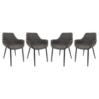 Chaise de salle à manger en cuir avec pieds en fer, lot de 4 fauteuils modernes