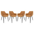 Chaise de salle à manger en cuir avec pieds en fer, lot de 4 fauteuils modernes