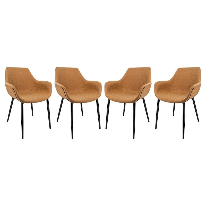Chaise de salle à manger en cuir avec pieds en fer, lot de 4 fauteuils modernes