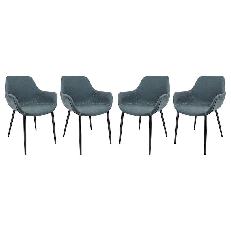 Chaise de salle à manger en cuir avec pieds en fer, lot de 4 fauteuils modernes