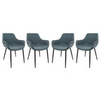 Chaise de salle à manger en cuir avec pieds en fer, lot de 4 fauteuils modernes