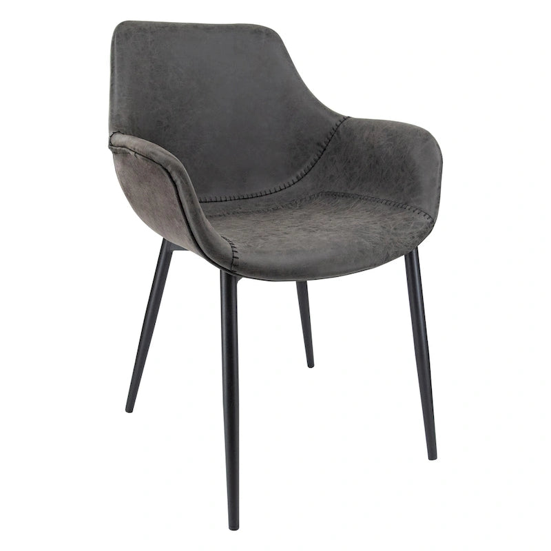 Chaise de salle à manger en cuir avec pieds en fer, lot de 4 fauteuils modernes