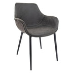 Chaise de salle à manger en cuir avec pieds en fer, lot de 4 fauteuils modernes