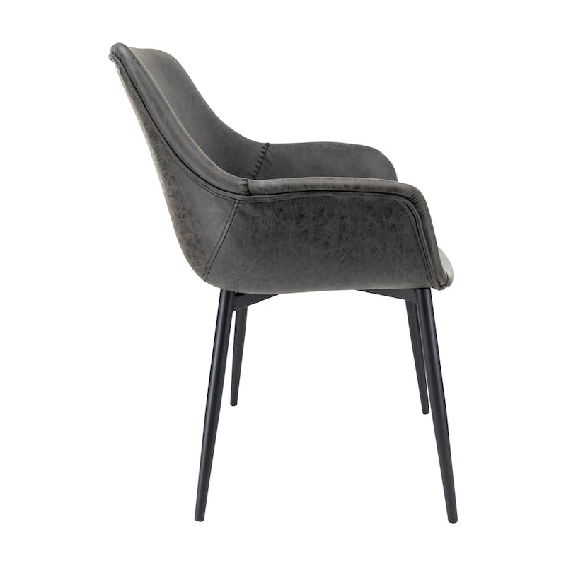 Chaise de salle à manger en cuir avec pieds en fer, lot de 4 fauteuils modernes