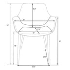 Chaise de salle à manger en cuir avec pieds en fer, lot de 4 fauteuils modernes