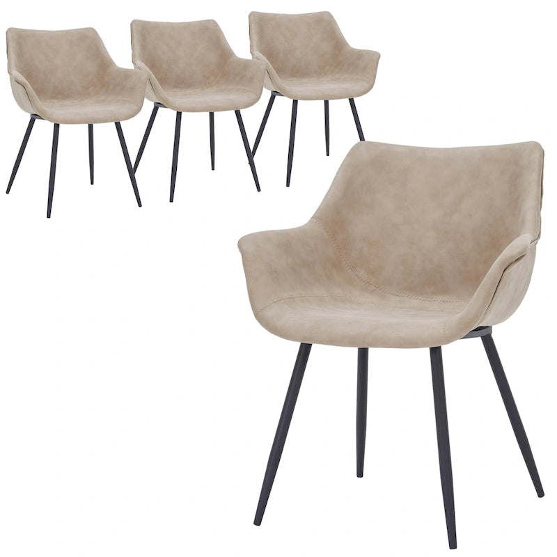 Chaise de salle à manger en cuir avec pieds en fer, lot de 4 fauteuils modernes