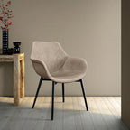 Chaise de salle à manger en cuir avec pieds en fer, lot de 4 fauteuils modernes