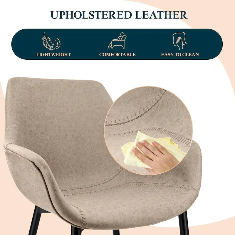 Chaise de salle à manger en cuir avec pieds en fer, lot de 4 fauteuils modernes