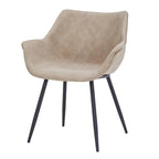 Chaise de salle à manger en cuir avec pieds en fer, lot de 4 fauteuils modernes