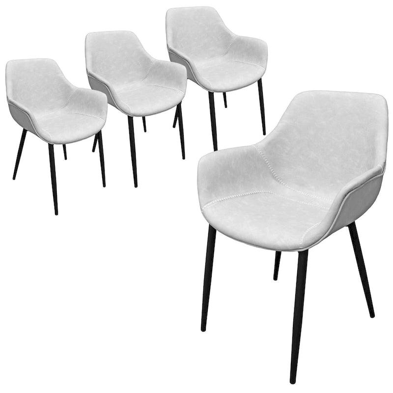 Chaise de salle à manger en cuir avec pieds en fer, lot de 4 fauteuils modernes