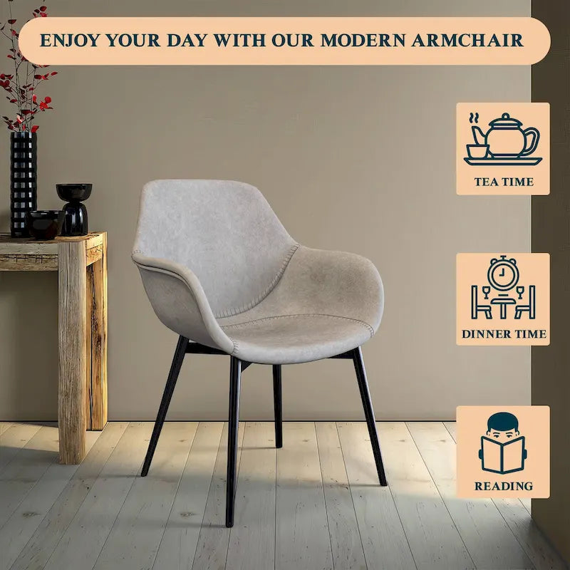 Chaise de salle à manger en cuir avec pieds en fer, lot de 4 fauteuils modernes