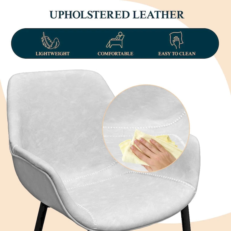 Chaise de salle à manger en cuir avec pieds en fer, lot de 4 fauteuils modernes