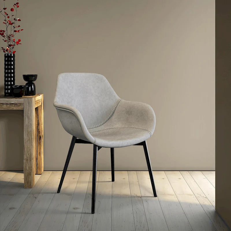 Chaise de salle à manger en cuir avec pieds en fer, lot de 4 fauteuils modernes