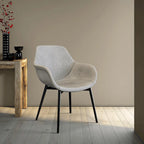 Chaise de salle à manger en cuir avec pieds en fer, lot de 4 fauteuils modernes