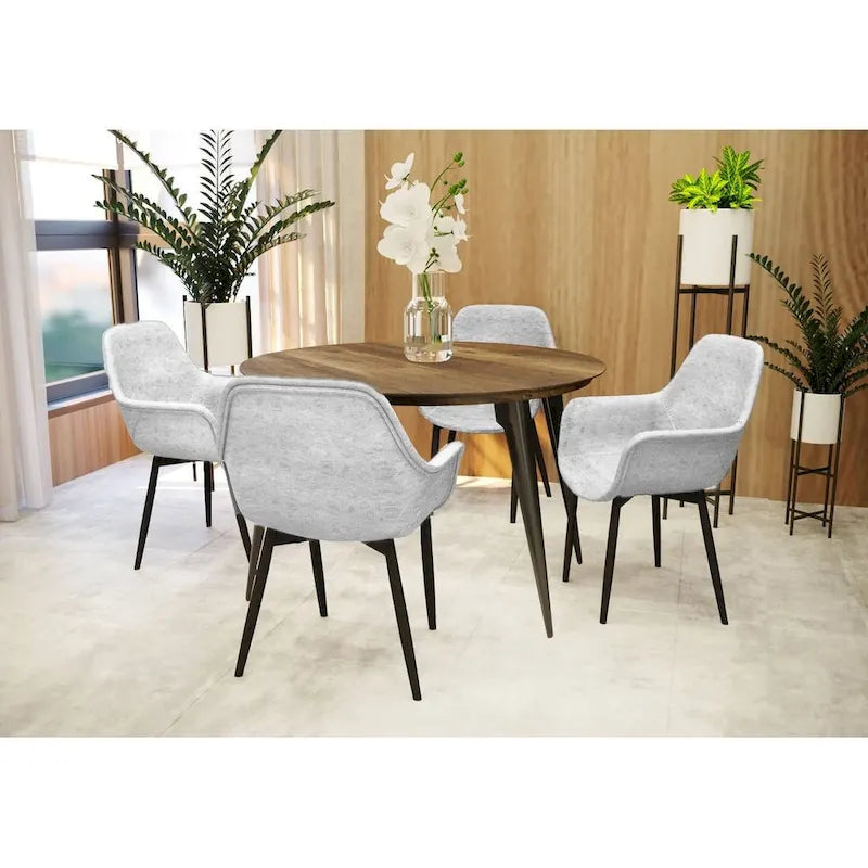 Chaise de salle à manger en cuir avec pieds en fer, lot de 4 fauteuils modernes