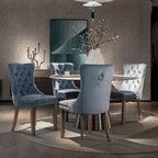 Lot de 2 chaises de salle à manger modernes en velours capitonné avec pieds en bois et clous décoratifs