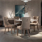 Lot de 2 chaises de salle à manger modernes en velours capitonné avec pieds en bois et clous décoratifs