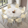 Table à manger ronde sur pied en PU, imitation marbre