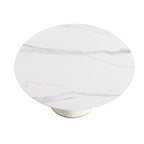 Table à manger ronde sur pied en PU, imitation marbre