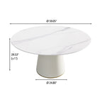 Table à manger ronde sur pied en PU, imitation marbre