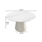 Table à manger ronde sur pied en PU, imitation marbre