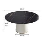 Table à manger ronde sur pied en PU, imitation marbre