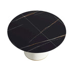 Table à manger ronde sur pied en PU, imitation marbre