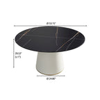 Table à manger ronde sur pied en PU, imitation marbre