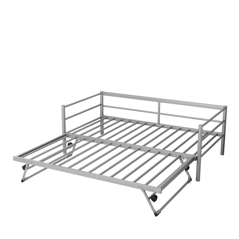 Lit de repos en métal une place avec lit gigogne escamotable