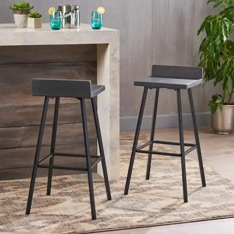 Bidwell Contemporary Indoor Acacia Wood Bar Stools (Set of 2) by 