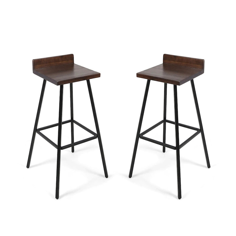 Tabourets de bar contemporains en bois d'acacia pour l'intérieur (lot de 2)