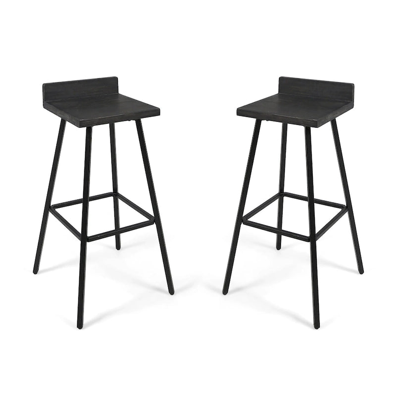 Tabourets de bar contemporains en bois d'acacia pour l'intérieur (lot de 2)