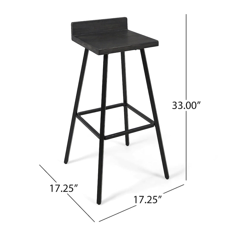 Tabourets de bar contemporains en bois d'acacia pour l'intérieur (lot de 2)