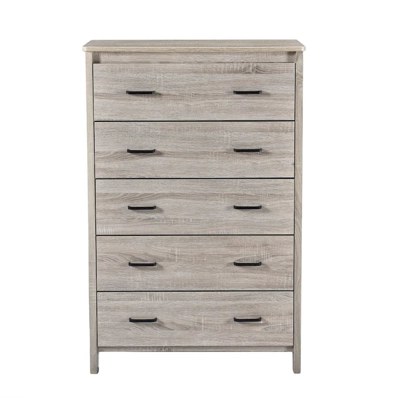 Commode 5 tiroirs, Chêne Sonoma Gris/Noyer