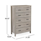Commode 5 tiroirs, Chêne Sonoma Gris/Noyer