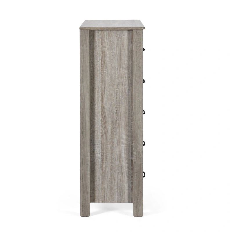 Commode 5 tiroirs, Chêne Sonoma Gris/Noyer