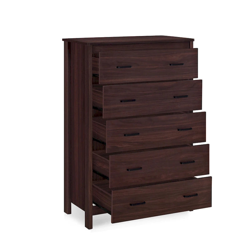 Commode 5 tiroirs, Chêne Sonoma Gris/Noyer